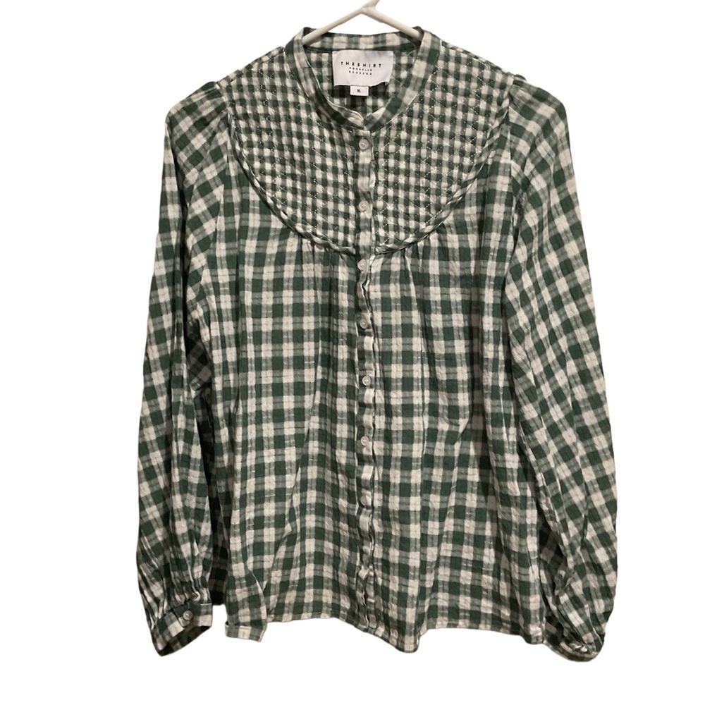 The Shirt by Rochelle Behrens Green Check Shirt Long Sleeve